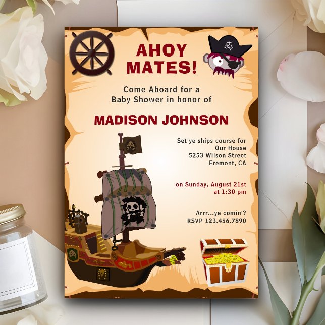 Invitation Thème Pirate Rustique Vintage pour Baby Shower (Créateur téléchargé)