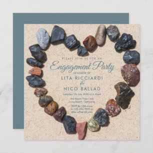 Invitation Thème Plage Pebble Heart Party