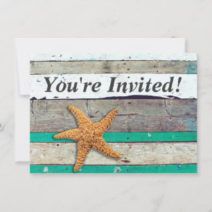 Invitation Thème Plage Starfish Mariage Rustique