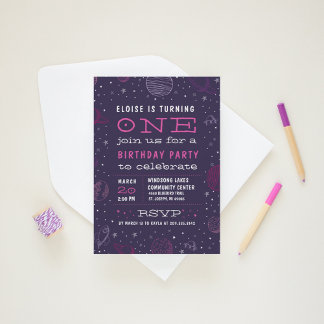 Invitation Thème Planète Espace Extérieur Anniversaire Fête I