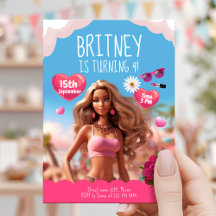 Thème poupée rose modifiable Anniversaire