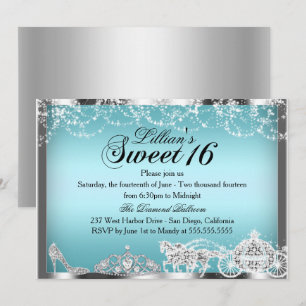 Invitation Thème Princesse Blue Sparkle pour Sweet