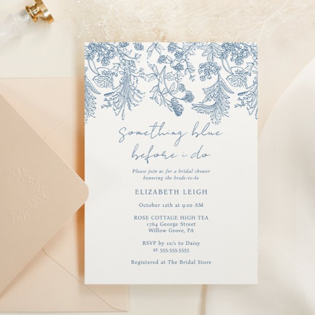 Invitation Thème Quelque chose de bleu avant de faire Fête de (Créateur téléchargé)