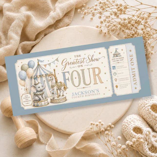 Invitation Thème rétro carnaval garçon 4ème anniversaire  (Créateur téléchargé)