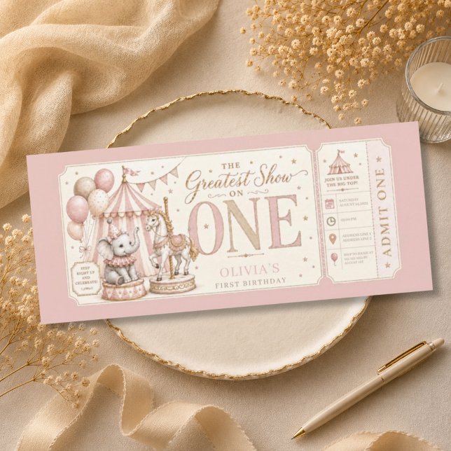 Invitation Thème rétro de carnaval fille 1er anniversaire  (Créateur téléchargé)