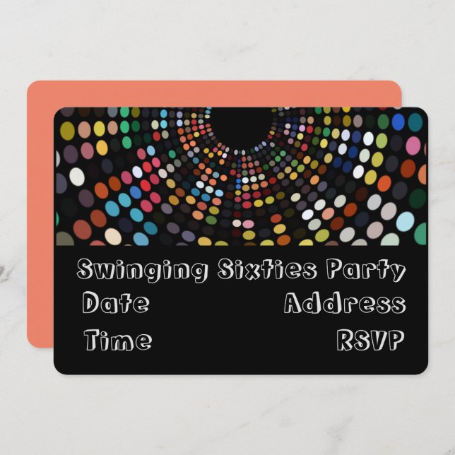 Invitation Thème rétro des années 60 (Devant / Derrière)