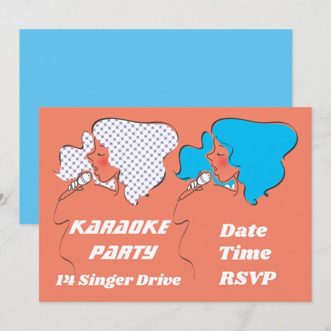Invitation Thème rétro du karaoké (Devant / Derrière)