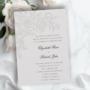 Invitation Thème Rose Aimé Ivoire Formel Mariage Classique