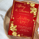 Invitation Thème rose Floral Rouge Et Mariage Or<br><div class="desc">Célébrez votre amour dans le style luxueux avec cette Rose Floral Red and Gold Mariage Invitation à thème. Doté de roses rouges romantiques et d'élégants accents d'or,  cette invitation donne le ton d'une célébration mariage intemporelle et sophistiquée. Idéal pour les mariages classiques,  classiques ou à thème floral.</div>