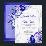 Invitation Thème Royal Blue and Purple Mariage<br><div class="desc">Thème Royal Blue et violet Mariage. Ces invitations de mariage avec les meilleures illustrations uniques et personnalisées de notre boutique DESIGNPAPERY. Veuillez changer les informations à votre propre, enregistrer et enchanter vos invités avec de belles invitations! Modèles Royal Blue Purple et Silver, Décorations Royal Blue et Purple Mariage, Mariage violet...</div>