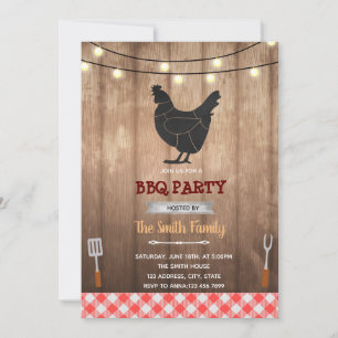 Invitation Thème Rustique poulet barbecue