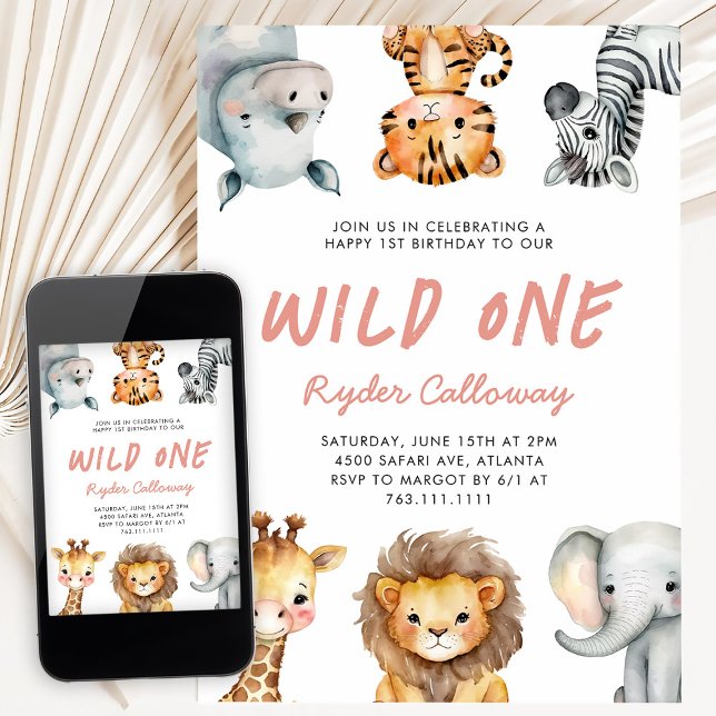 Invitation Thème Safari Fille pour la fête du premier anniver (Créateur téléchargé)
