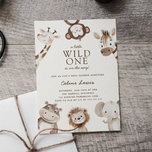 Invitation Thème Safari pour Baby Shower Wild One