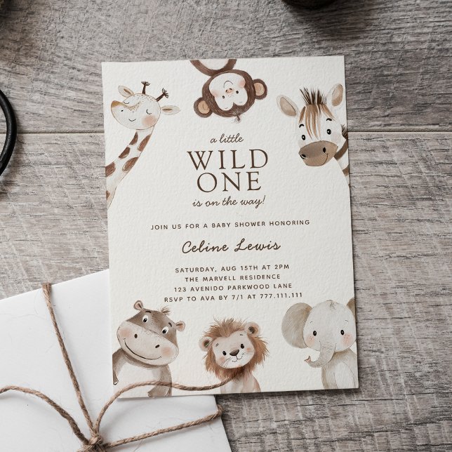 Invitation Thème Safari pour Baby Shower Wild One (Créateur téléchargé)