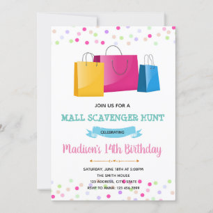 Invitation thème shopping fille