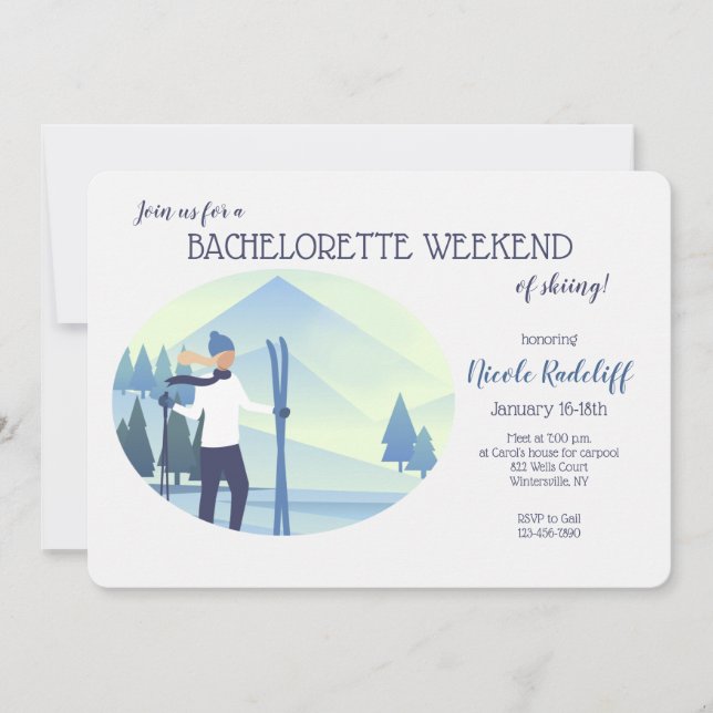 Invitation Thème Ski Bachelorette Party (Devant)
