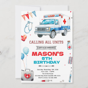 Invitation thème soirée ambulance