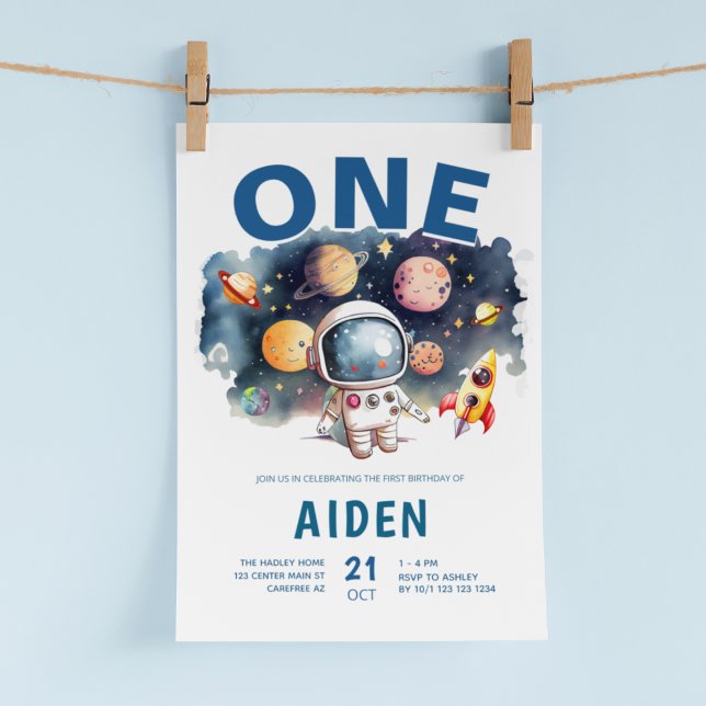 Invitation Thème spatial Galaxie Système solaire 1er Annivers (Créateur téléchargé)