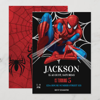 Invitation Thème Spiderman Anniversaire Super-héros Fête d'ar