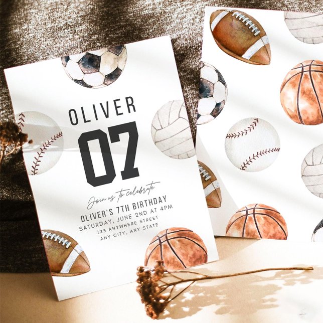 Invitation Thème sportif d'anniversaire pour tout âge Basketb (Créateur téléchargé)