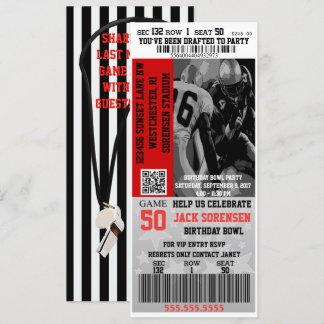 Invitation Thème sportif Football Billets Anniversaire
