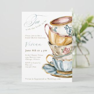 Invitation Thème Tasse de Thé Mariage Vintage