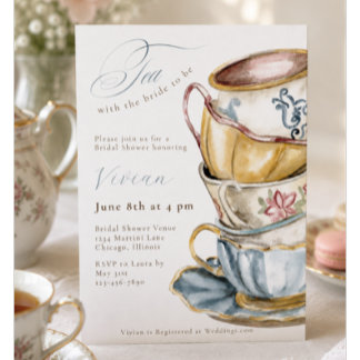 Invitation Thème Tasse de Thé Mariage Vintage