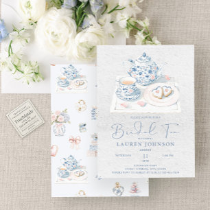 Invitation Thème toile de Jouy chinoise vintage pour un thé d