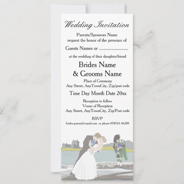 Invitation Thème traditionnel écossais et Mariage celte (Devant)