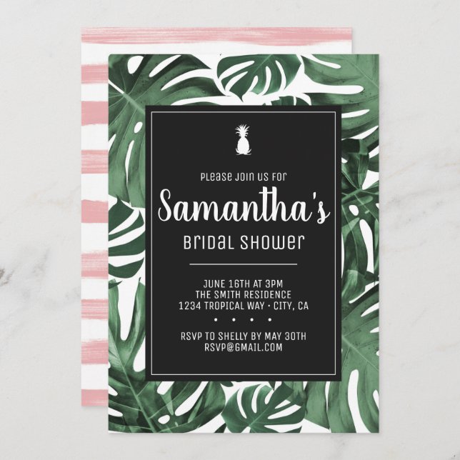 Invitation Thème tropical Bachelorette nuptiale fête d'annive (Devant / Derrière)