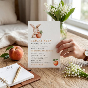 Invitation Thème verger lapin Baby Shower Peach