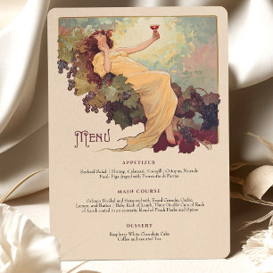 Invitation Thème Vin Art Nouveau Dîner Mariage Menu Floral
