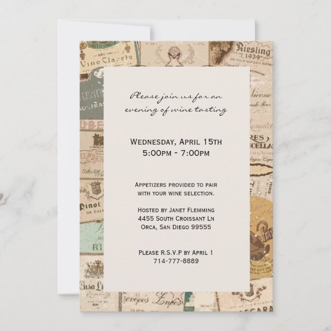 Invitation Thème Vin vintage (Devant)