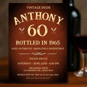 Invitation Thème Vintage 60e anniversaire embouteillé en 1965