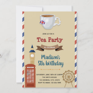 Invitation thème vintage tea party Londres