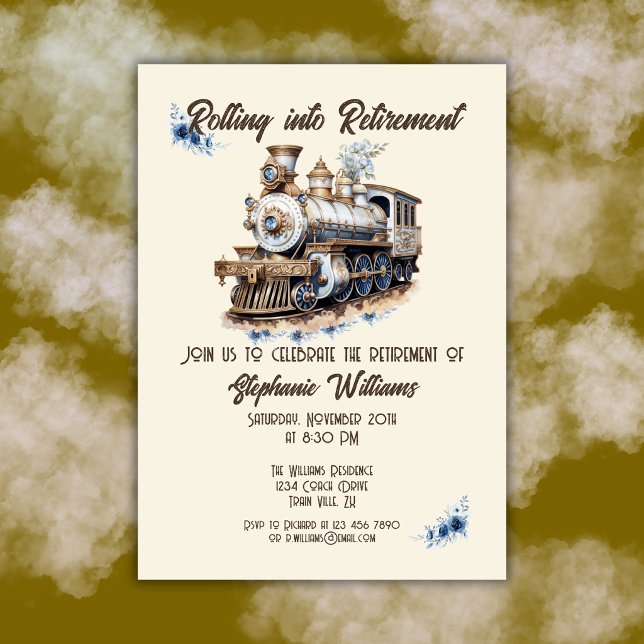 Invitation Thème Voyage à la Retraite Roulant dans le Train d (Créateur téléchargé)