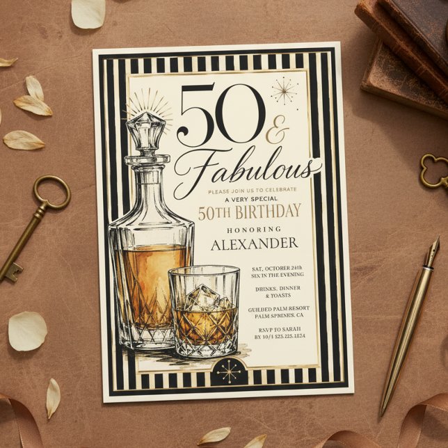 Invitation Thème Whisky 50e Anniversaire pour Lui (Créateur téléchargé)