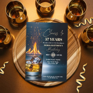 Invitation Thème Whisky Or Hommes Fête d'anniversaire 57 ans