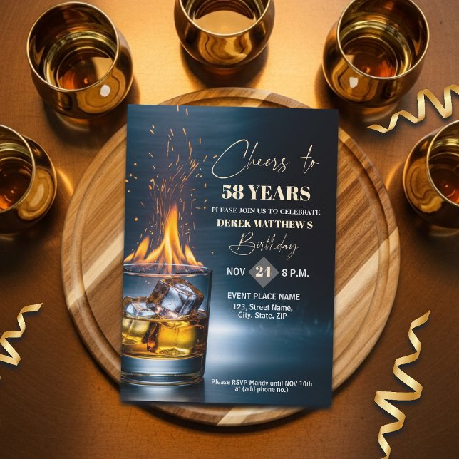 Invitation Thème Whisky Or pour les 58 ans d'un homme (Créateur téléchargé)