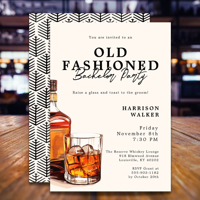 Invitation Thème Whisky pour Enterrement de Vie de Garçon Old (Fully customizable. )
