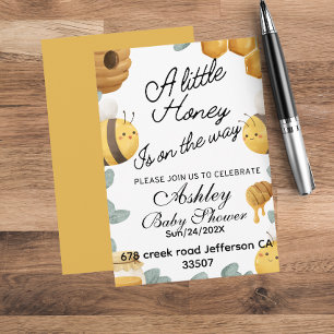 Invitation Thèmes de Baby Shower d'été abeille à miel 