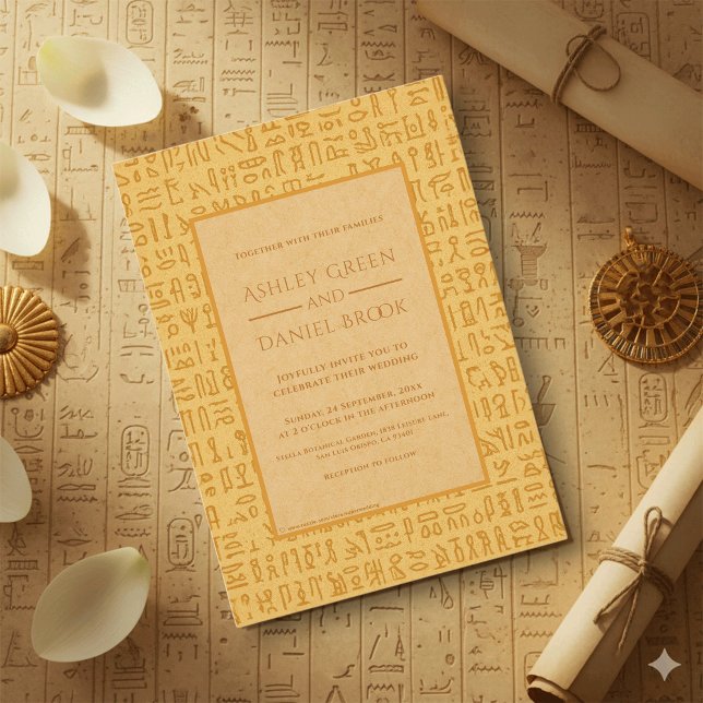 Invitation Thèmes Hiéroglyphiques de l'Égypte Ancienne Mariag (Créateur téléchargé)