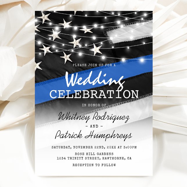 Invitation Thin Blue Line | Mariage de policiers (Créateur téléchargé)