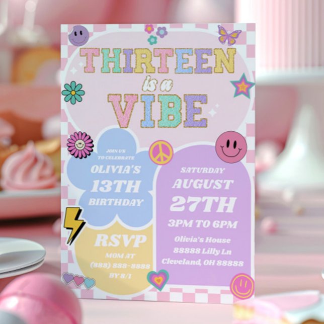 Invitation Thirteen Is A Vibe Patch 13th Birthday Party (Créateur téléchargé)