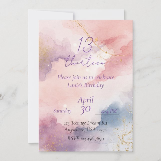 Invitation Thirteenth Birthday-Teenage Dream (Devant)