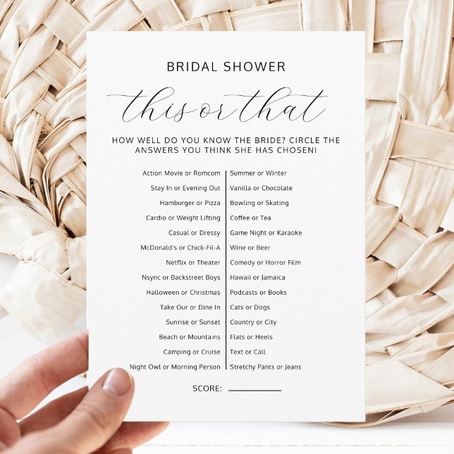 Invitation This Or That Bridal Shower Couples Wedding Games (Créateur téléchargé)