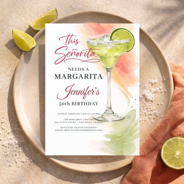 Invitation This Señorita Needs a Margarita 50th Fiesta (Créateur téléchargé)