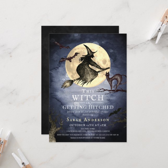 Invitation This Witch is getting Hitched Bridal Shower (Devant/Arrière en situation)