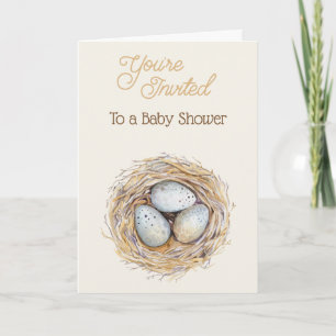 Invitation Three Egg Niest Baby Shower Card