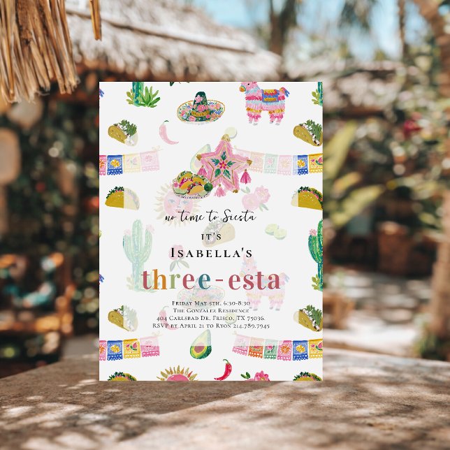 Invitation Three-esta Fiesta 3rd Birthday (Créateur téléchargé)